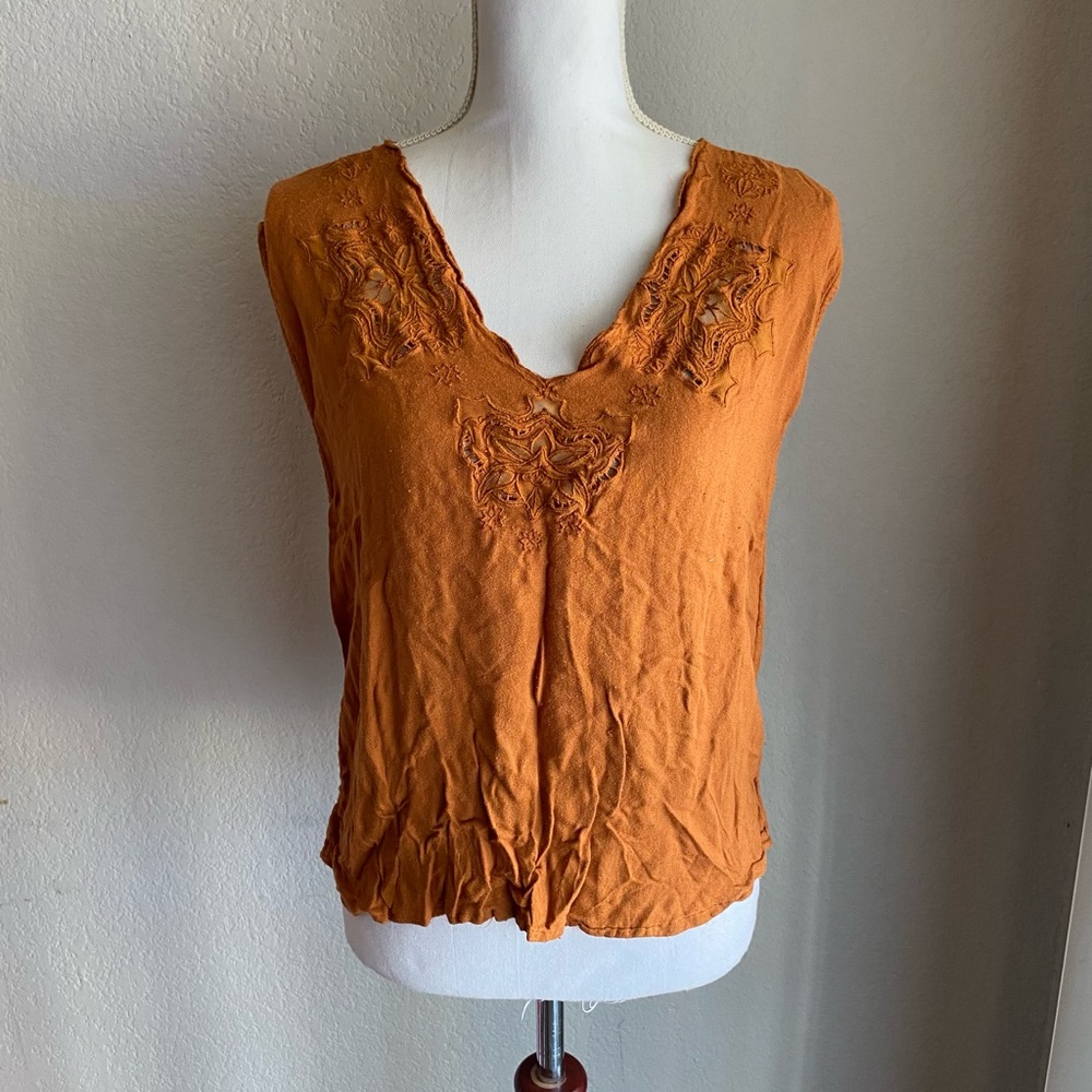 Women's Orange Sleeveless Top